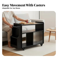 2-Tier Rolling Side Table Space-Saving Utility Cart Multi-Purpose for Homeowners