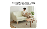 Groove-Tufted Settee Nordic Design Small Couch Space-Saving High-Density Foam Padding for Students, Bedroom, Balcony, Entryway