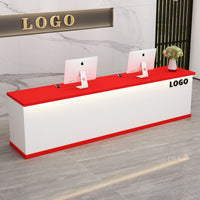 Modern Front Desk Reception Counter Cashier Desk Sturdy Construction Spacious Storage Simple Design Suitable for Company Business Owners Boutique Retail Store Lobby