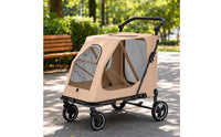 Spacious Pet Stroller with Rain Cover Roomy Pet Stroller with Mesh Panels Breathable Safe for Dogs, Cats, Outdoor Walks, Travel, Park