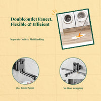 Washing Machine Faucet, 1-in-2-exit Rotating Water Tap, Balcony Mop Sink Adapter, Quick-Open Extension Connector