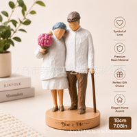 跨境新品相伴一生老夫妻树脂摆件执子之手情侣纪念树脂You & Me