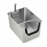 Stainless Steel Litter Pan Open-Top High-Sided Litter Pan Easy-to-Hygienic Pet Supply for Home