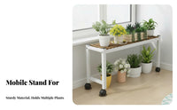 Rolling Plant Stand With Wheels Botanical Trolley Cart Multifunctional Flower Pot Holder Rack for Balcony, Living Room, Indoor