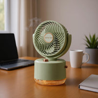 Desktop Cooling Fan Humidifier Top-Fill USB Humidifier Fan Textured Lighted Section for Office Desk