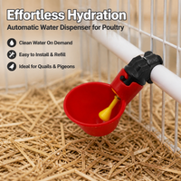 Red Automatic Chicken Water Dispenser, 500 Pcs Poultry Waterer, Quail & Pigeon Drinker Feeder Accessory