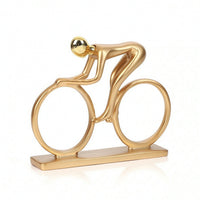 Minimalist Bike Sculpture Metal-likeLook Cyclist Statue Compact for Art Lovers