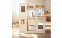 Wooden Play Kitchen Child-Friendly Kitchen Pretend Play Set with Oven for Kids, Children, Playroom, Daycare, Bedroom