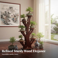 Multi-Tier Tree-Shaped Pot Holder Space Saving 5-Tier Plant Stand Anti-Slip Feet