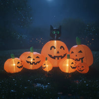 Inflatable Black Cat on Pumpkins Inflate Inflatable Pumpkin with Black Cat Jack-O'-Lantern Decor Outdoor for Yard, Lawn
