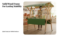 Portable Mobile Display Cart Solid Wood Wooden Market Stall Easy Assembly Foldable Vendor Rack Locking Casters for Street Vendors, Small Business Owners, Promotional Events, Craft Fair, Farmers Markets, Temporary Shops