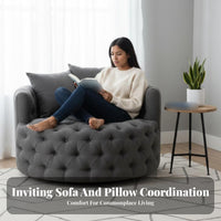 Tufted rotating Armchair Round Barrel Shape Household Furniture Minimalist Aesthetic Plush pad for Interior Decorators, Adults