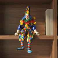 Dangling Leg Clown Doll Porcelain Head and Limbs Sitting Clown Shelf Ornament Souvenir Gift House Decoration for Collectors