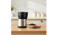 Compact Coffee and Seasoning Grinder Multi-Functional Electric Grinder with Steel Cup Safety Lock Brushed Silver for Home Cooks, Kitchen, Countertop, Office