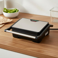 Non-Stick Plates Panini Press Double-Sided Heating Contact Grill Multi-Functional Indoor Electric Grill 180° Flat Opening for Dorm Room
