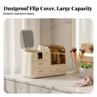 Makeup Storage Case with Mirror Dustproof Design for Dressing Table, Teens