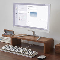 Walnut Wood Monitor Stand Riser for Desk, Bookshelf Organizer