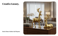 2 Pieces Luxury Design Standing and Sitting Deer Decor Exquisite Craftsmanship Standing and Sitting Deer Set Elegant Design