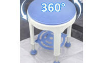 Rotating Bath Stool 360° Rotation Swivel Shower Stool Non-Slip Shower Chair with Shelf for Seniors, Washroom