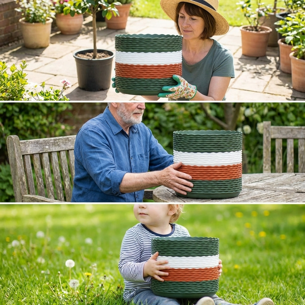 Plant Saucers with Edges, Heavy Duty Pot Drip Tray for Outdoor Use, Modern Style Pot Stand and Trays for Indoor Desktop Protection