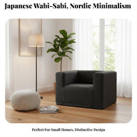Upholstered literary Chair Wabi-Sabi aesthetic Armless Block Chair Nordic Design Sturdy Construction for Guesthouse Owners