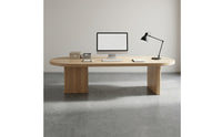 Natural Grain Dining Table with Pedestal Base Sturdy Oval Dining Table Modern Furniture Minimalist for Study
