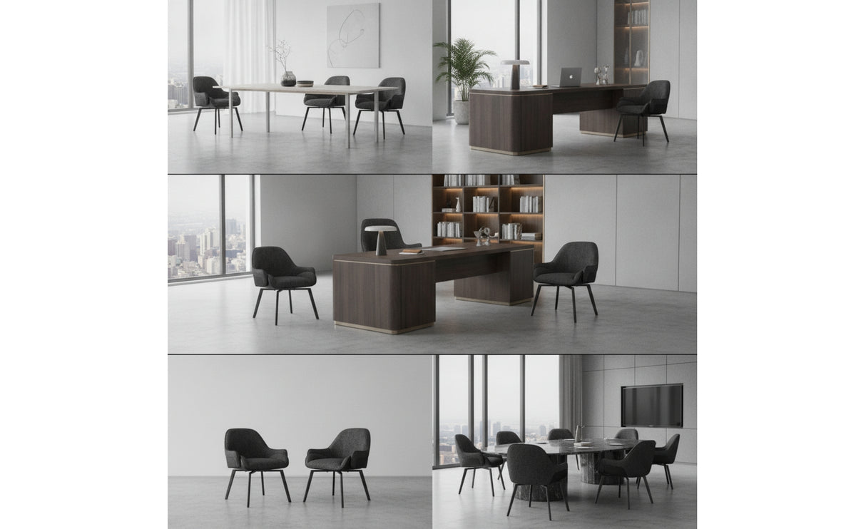 Auto-Return Swivel Dining Chair Textile Upholstered Chair with Steel Legs Soft Sturdy for Home Office