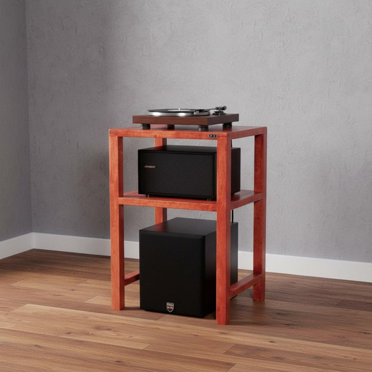 Wooden Audio Equipment Stand High Load Capacity Floor Standing Audio Shelf Ventilated Shelving High-Fidelity Equipment Shelf for Audiophiles