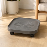 Mobile Caster-Equipped Saucer 26cm Square Plastic Plant Stand Indoor Use Gray