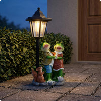 Lantern Frog Statue Decorative Frog Statue Weathered Finish for Patio