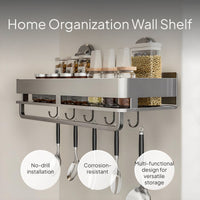 Wall Mounted Kitchen Rack, No-Drill Suction, Carbon Steel