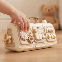 Fine Motor Skills Busy Bag Toy Travel-Friendly Busy Board with Gears Handheld Sensory Board with Handle Portable for Toddlers, Preschoolers, Kids