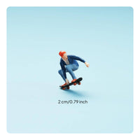 1/64 Scale Skateboarder Figure Hand-Painted Tiny Skater Man Figurine