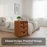 3-Drawer Woven Chest Nordic Design 3-Tier Woven Basket Stand Multi-Purpose