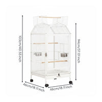 Wheeled Bird Enclosure Caster Wheels Metal Bird Enclosure Peaked Roof for Home