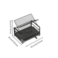 Dish Drain Rack with Tray Foldable 2-Tier Dish Rack, Space-Saving for Rv Kitchen