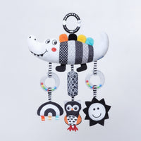 High-Contrast Hanging Toy with Rattle Rings Soft Soft Stroller Hanger Safe Baby Rattle Hanging Toy Early Development for Newborns