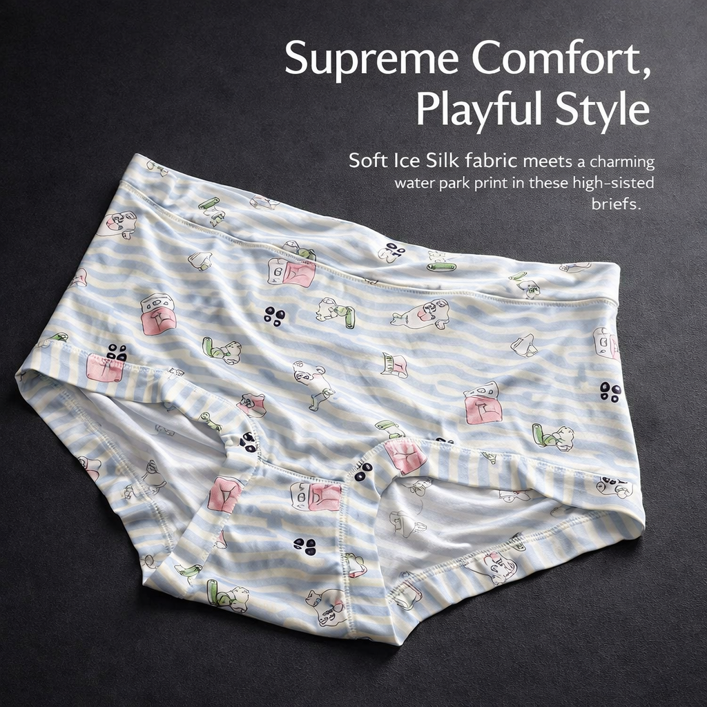 Underwear Women High Waist Knickers with Ice Silk Nylon Material, Breathable Panties for Everyday Wear and All Season Use, Comfortable Fit