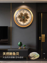 2025新款轻奢齿轮机械钟表挂钟客厅欧式高级艺术复古创意挂墙时钟