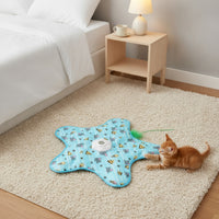 Electric Cat Play Mat with Motor Rechargeable Cat Toy with Feather Teaser Interactive Self-Playing for Cats, Kittens, Home
