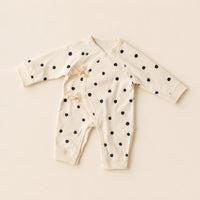 Side Tie Infant Jumpsuit Convenient Closures Long Sleeve Newborn Outfit