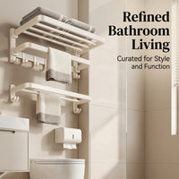 Wall Mounted Rack and Hanging for Bathroom Hardware, Multi-Functional Towel Storage for Washroom and Powder Room