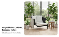 4 Pieces Weather-Resistant 4-Piece Woven Seating Set Thick seat pads Outdoor Furniture sturdyDuty Frame Garden Lounge Group Low Maintenance for Hotel Managers, Business Owners, Patio, Terrace, Sunroom, Backyard