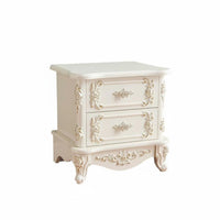 2-Drawer End Cabinet Lacquered Finish Nightstand Simple for Renters, Students