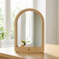 Bird Mirror Stand with Perch for Parrots, Budgies, Cockatiels - Natural Bamboo Hanging Cage Toy