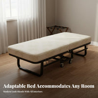 Folding Foldable Bed with Mattress Space-Saving Design Foldable Bed with Mattress Portable Single Sleeper for Grown-Ups, Guests, Dorm Room, Hotel