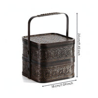 Bamboo Basket with Lid Handwoven Bamboo Basket with Handle Handmade Storage Container Box for Kitchen