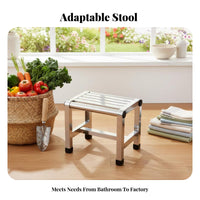 Slatted Metal Stool Waterproof Heavy-Duty Single Step Anti-Slip for Adults, Kids