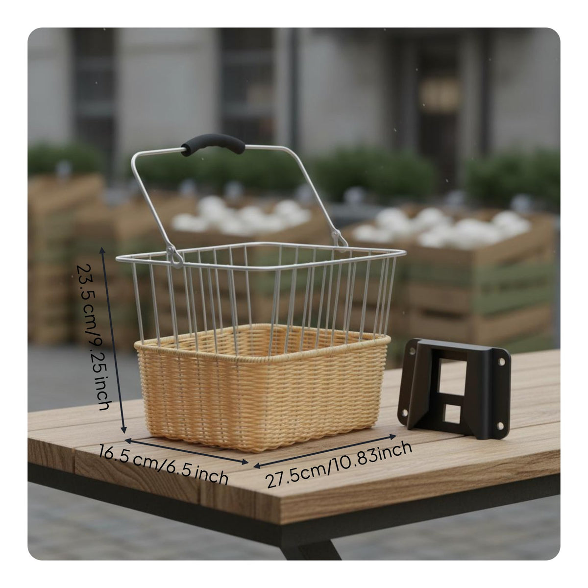 Quick Release Design Folding Bike Basket Large Capacity Woven Front Bike Basket Long-Lasting Construction for Shopping