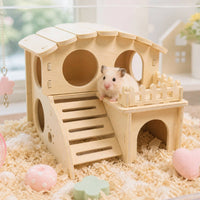 Hamster Wooden House Decorative Hamster Sleeping House Multiple Hiding Spots